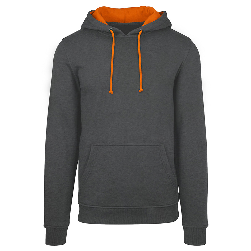 Sweat bicolore personnalisé charcoal-orange-crush