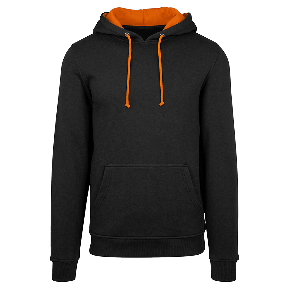 Sweat bicolore personnalisé jet-black-orange-crush