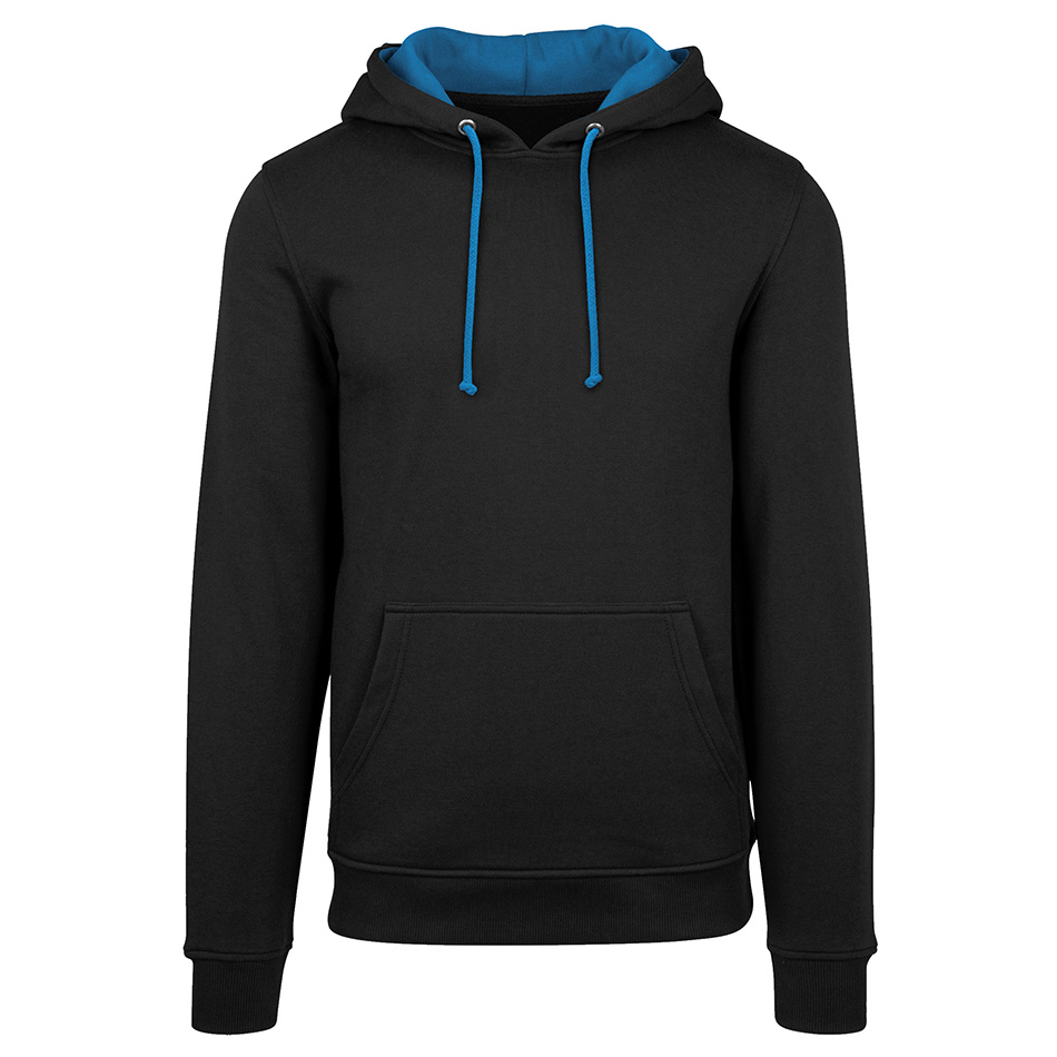 Sweat bicolore personnalisé jet-black-sapphire-blue