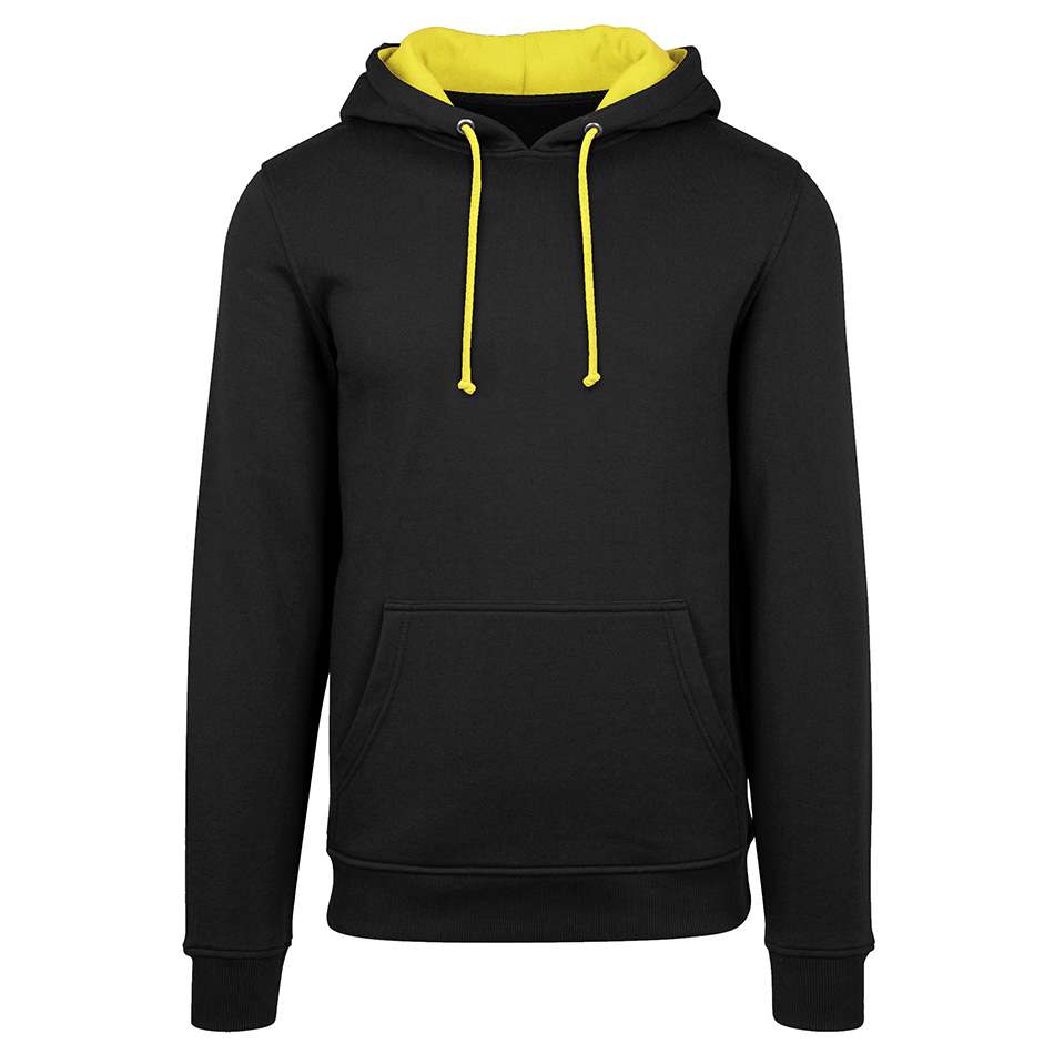 Sweat bicolore personnalisé jet-black-sun-yellow