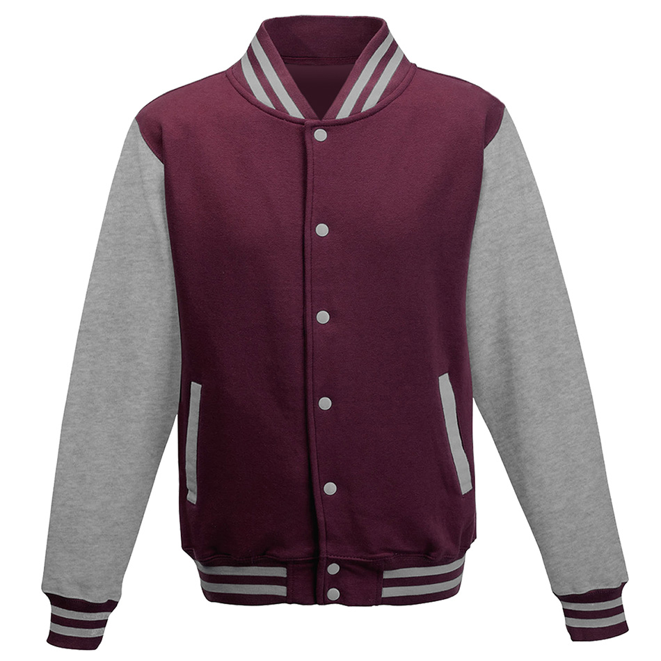 Veste teddy enfant personnalisable burgundy-heather-grey