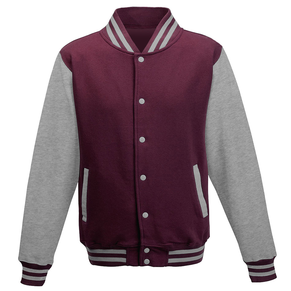 Veste teddy personnalisée burgundy-heather-grey