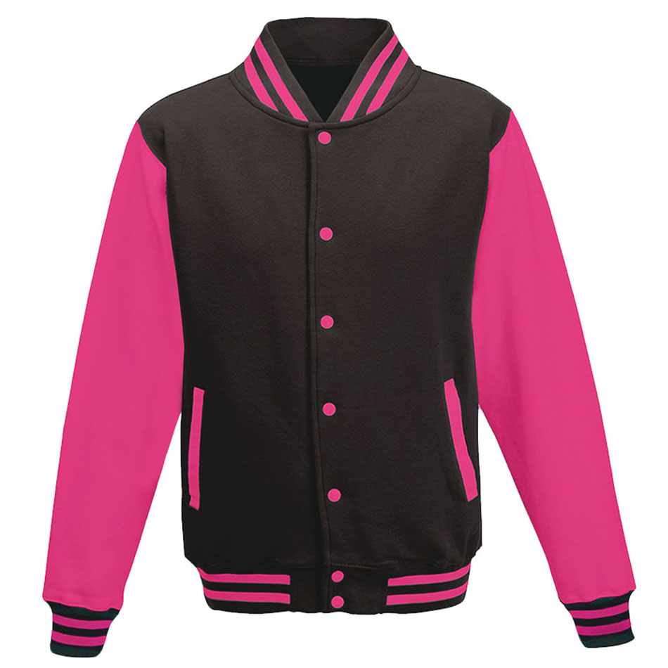 Veste teddy personnalisée jet-black-hot-pink