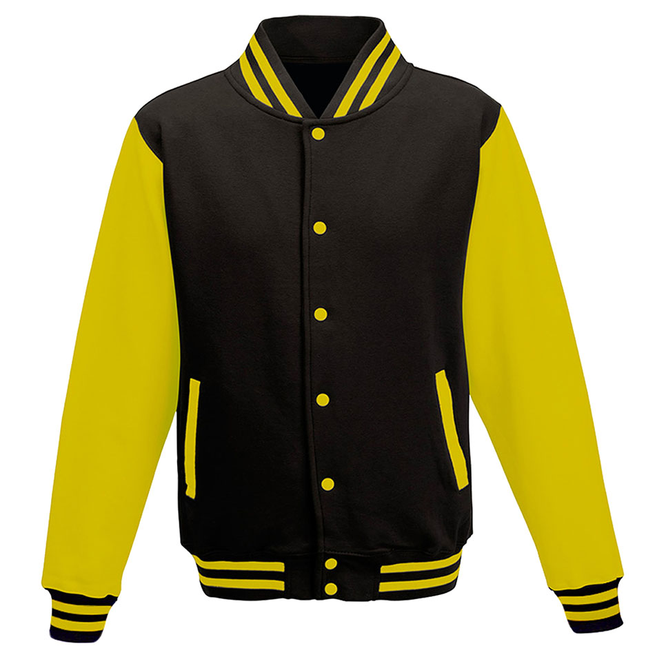 Veste teddy personnalisée jet-black-sun-yellow