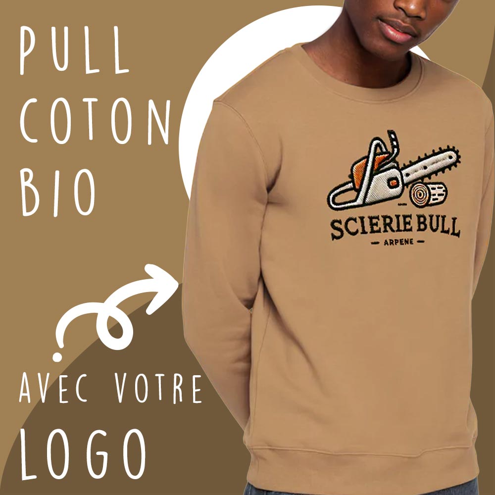 Pull en coton bio personnalisable, écologique et stylé pour représenter votre entreprise ou organisation.
